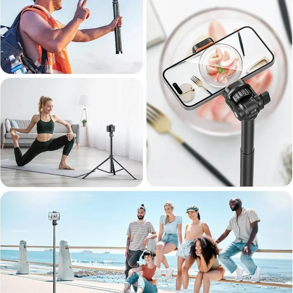 71''/180cm Phone Tripod & Selfie Stick, Portable Phone Stand for Video Record